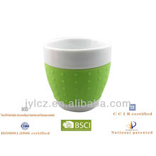 300cc belly shape mug with silicone band, large size. set of 2 in PVC
